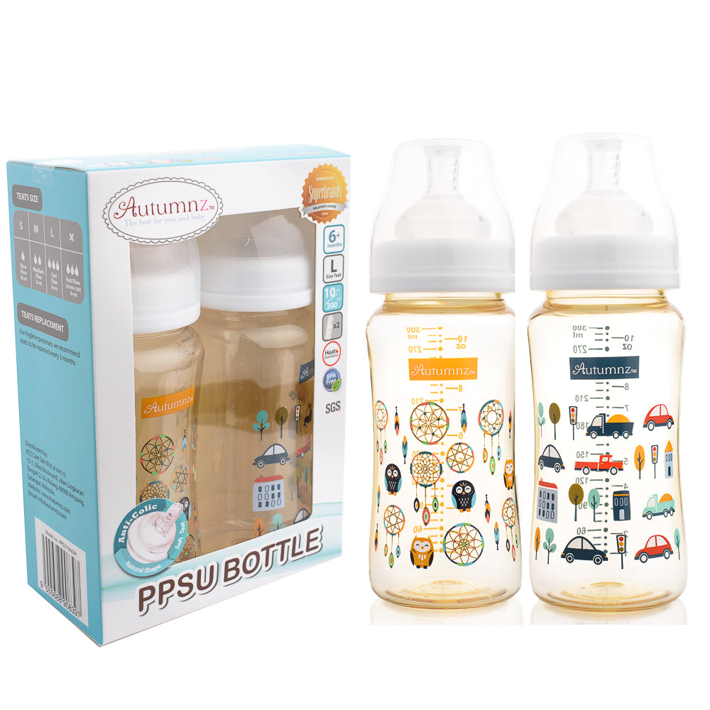 Autumnz PPSU Wide Neck Feeding Bottle Twin 300ml 6m+ –
