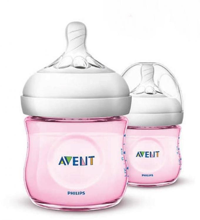 PHILIPS AVENT BOTTLE (PINK) 4OZ/125ML NATURAL-TWIN PACK