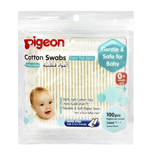 New In Box PIGEON COTTON SWABS THIN STERMS 100S PCS/ Japan Brand/ 100% Original