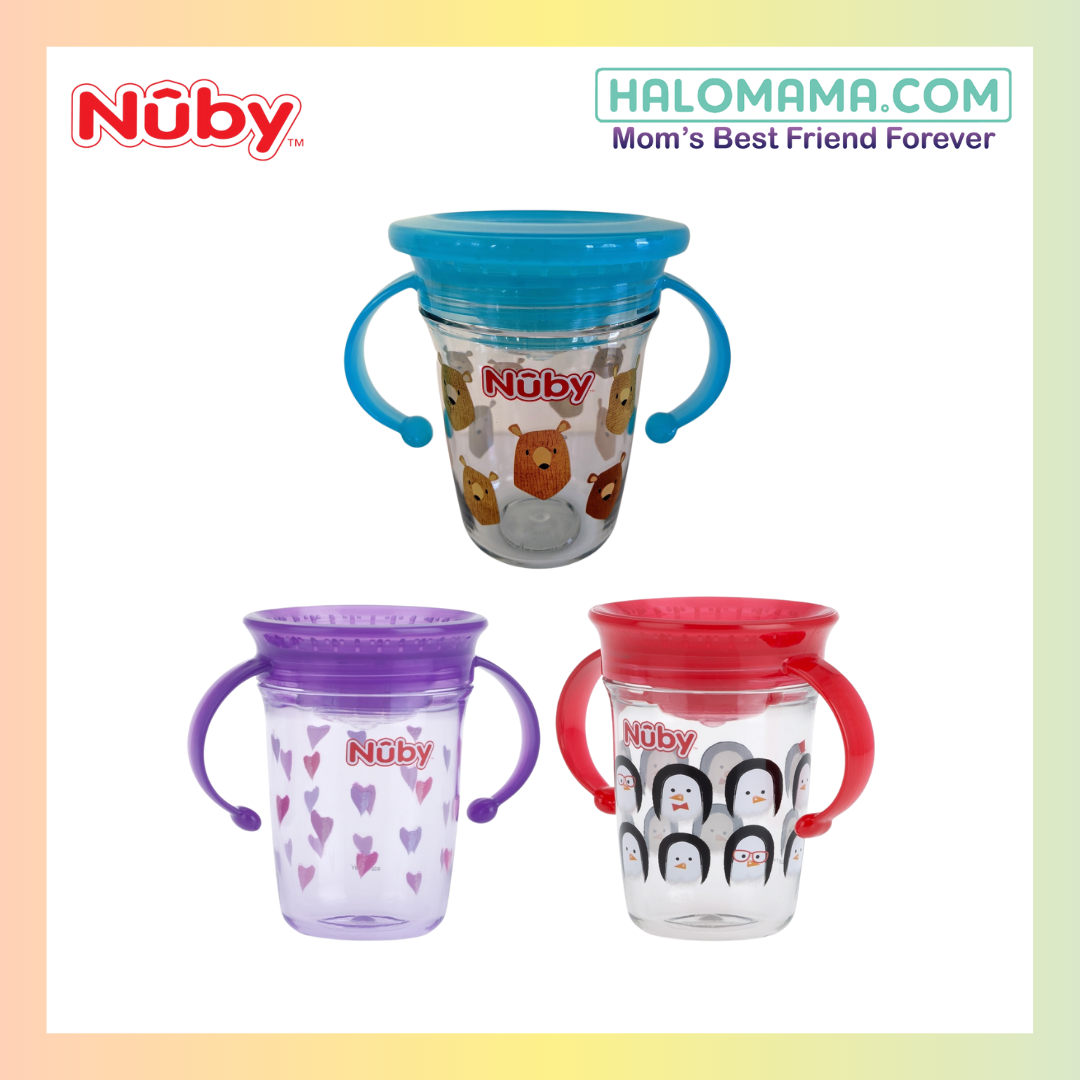 Twin handle 360° wonder cup made with Tritan™ - Grey - 240ml - 6m+ - detail  - Nuby™