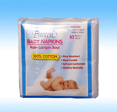Pureen Baby Napkins Checked -10 Sheets – Halomama.com