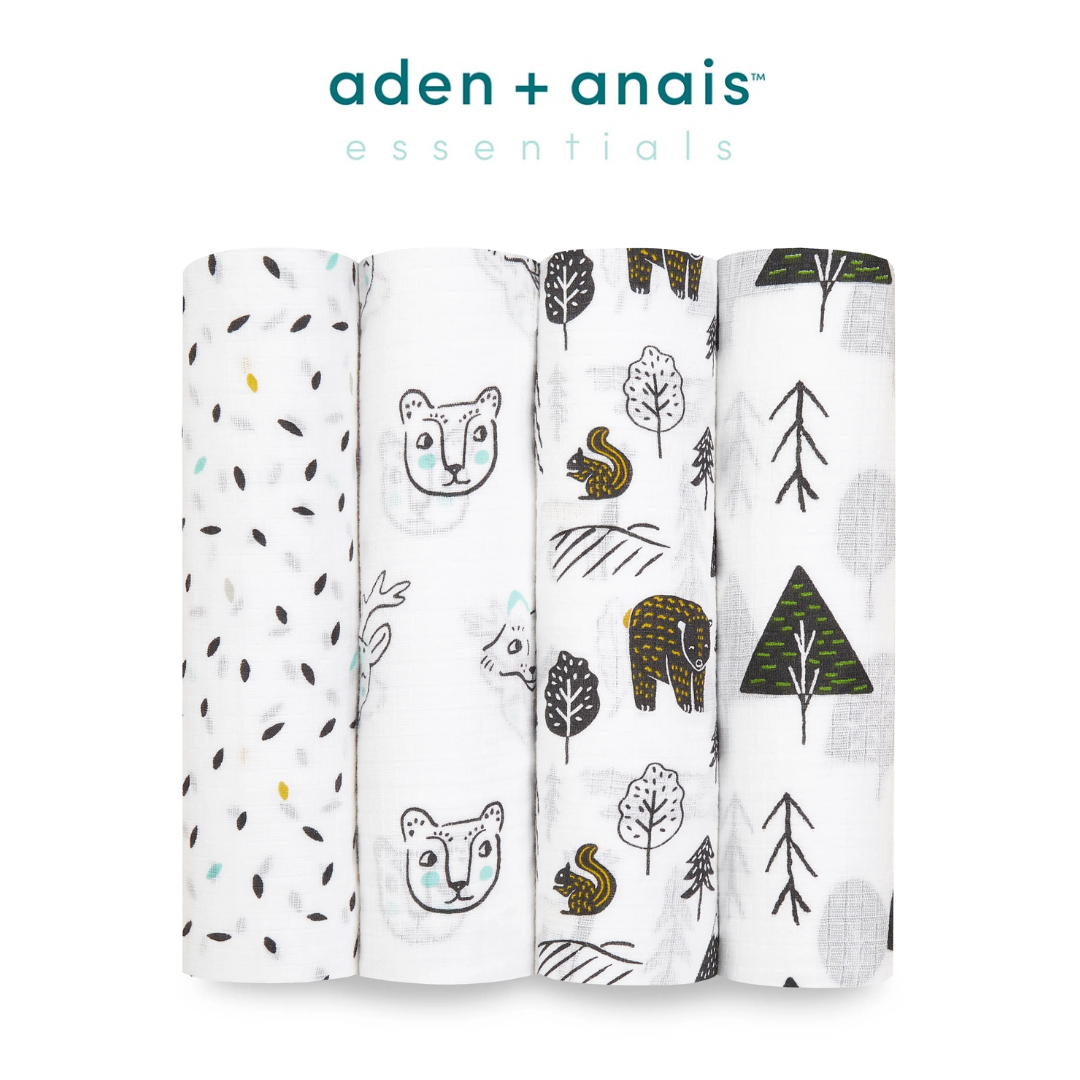 Aden Anais Essential Cotton Muslin Swaddle 4PK 112cm x 112cm