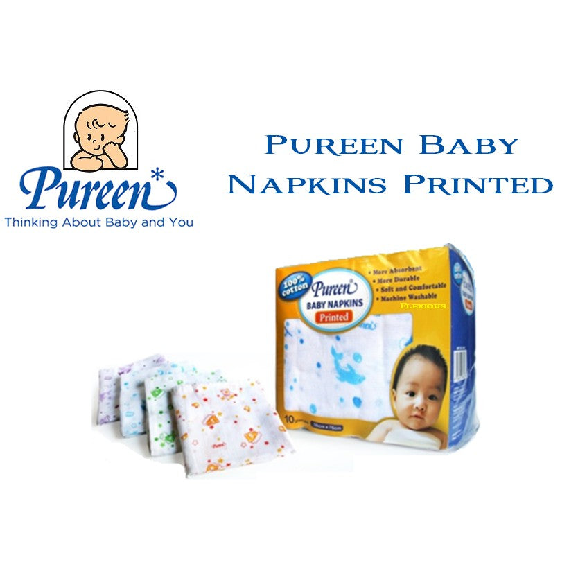 PUREEN BABY NAPKINS PRINTED - 10 SHEETS